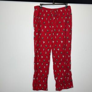 Old Navy Men Red Printed Pajama Bottoms Lounge Pants Sledding Dogs XL